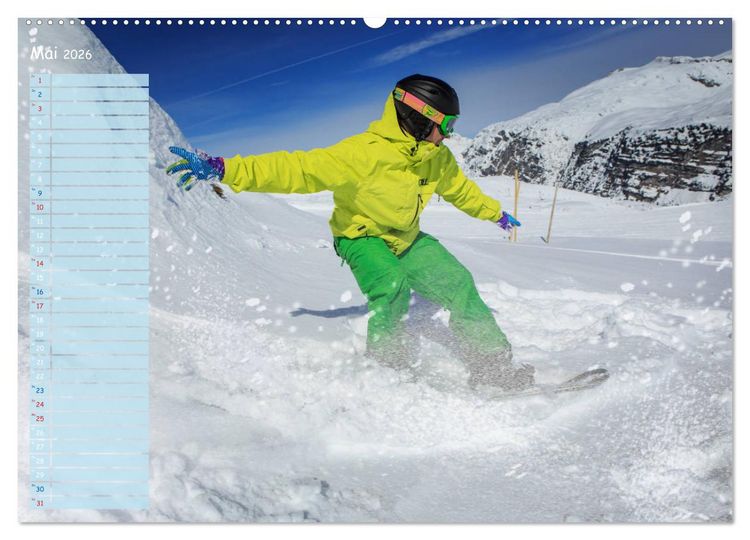 Produktbild: Ski und Snowboard - Leidenschaft im Schnee (Wandkalender 2026 DIN A2 quer), CALVENDO Monatskalender