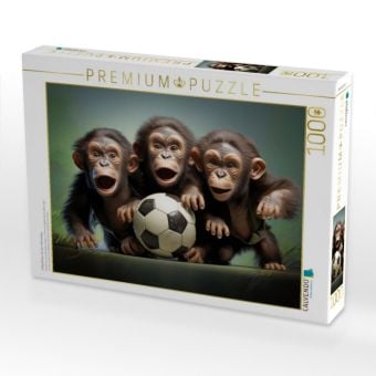 Produktbild: CALVENDO Puzzle Fu&szlig;ballfieber bei den Affenbabys | 1000 Teile Lege-Gr&ouml;&szlig;e 64x48cm Foto-Puzzle f&uuml;r gl&uuml;ckliche Stunden