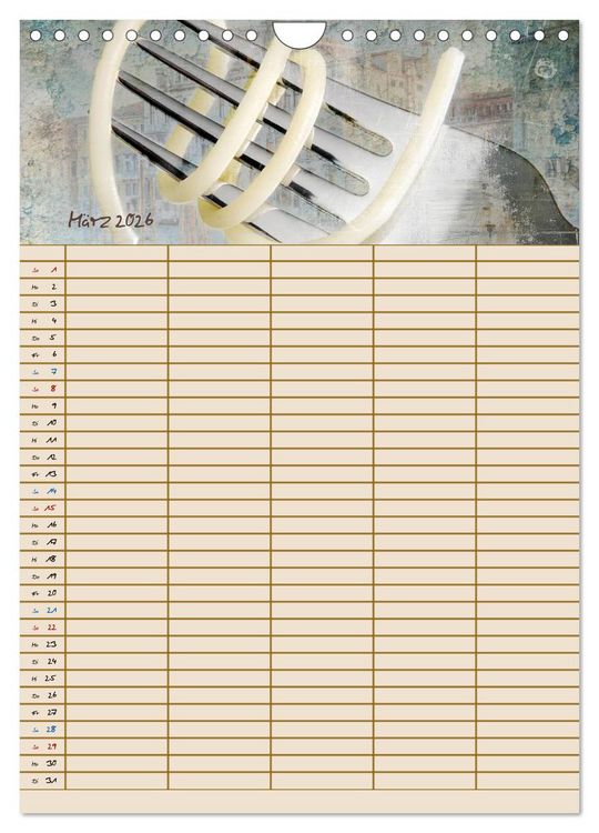 Produktbild: Italienische K&uuml;che mit Familienplaner (Wandkalender 2026 DIN A4 hoch), CALVENDO Monatskalender