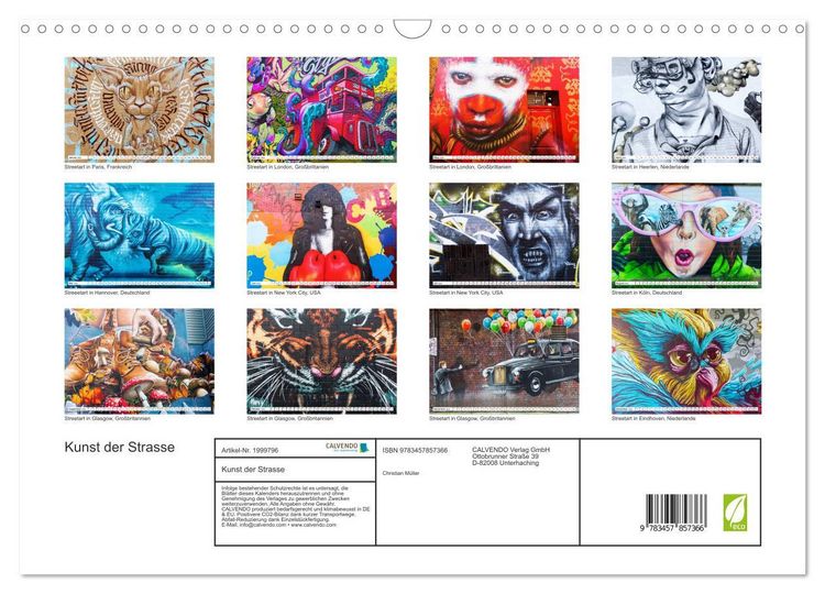Produktbild: Kunst der Strasse (Wandkalender 2026 DIN A3 quer), CALVENDO Monatskalender