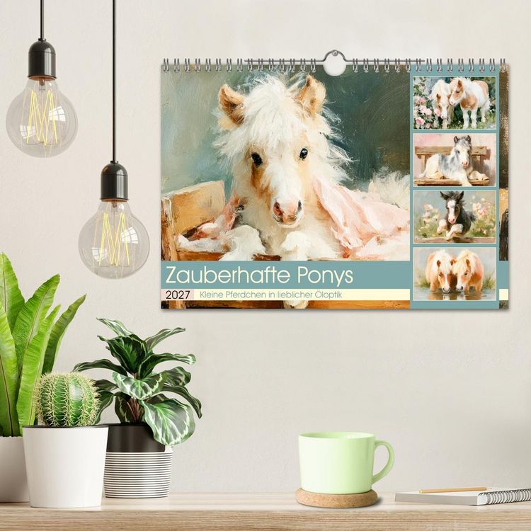 Produktbild: Zauberhafte Ponys. Kleine Pferdchen in lieblicher &Ouml;loptik (Wandkalender 2027 DIN A4 quer), CALVENDO Monatskalender
