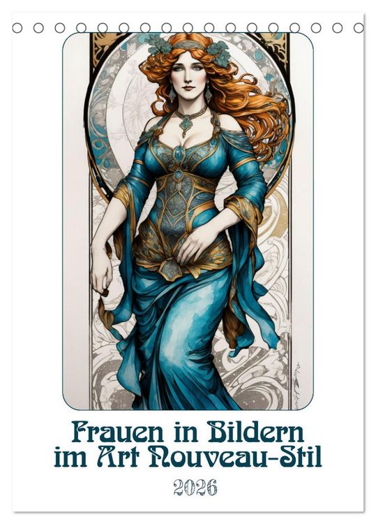 Produktbild: Frauen in Bildern im Art Nouveau-Stil (Tischkalender 2026 DIN A5 hoch), CALVENDO Monatskalender