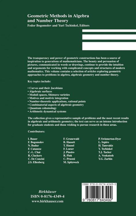 Produktbild: Geometric Methods in Algebra and Number Theory
