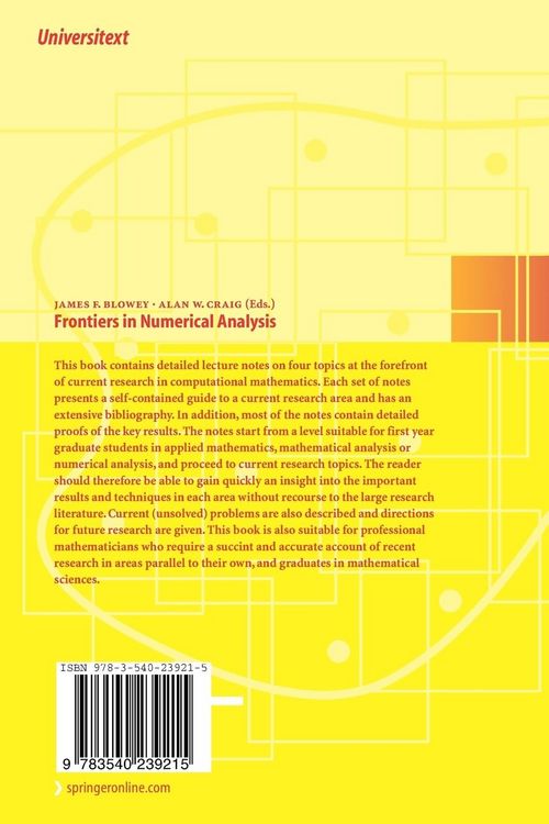 Produktbild: Frontiers of Numerical Analysis