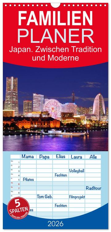 Produktbild: Familienplaner 2026 - Japan. Zwischen Tradition und Moderne mit 5 Spalten (Wandkalender, 21 x 45 cm) CALVENDO