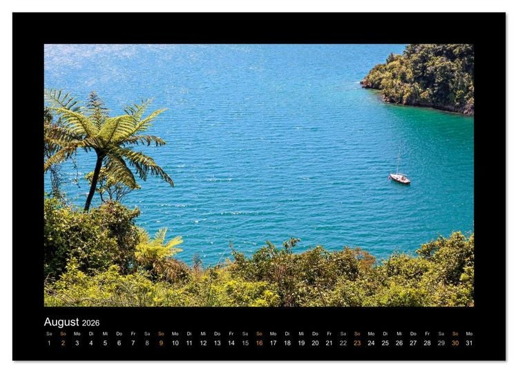 Produktbild: Eine Reise durch Neuseeland (hochwertiger Premium Wandkalender 2026 DIN A2 quer), Kunstdruck in Hochglanz