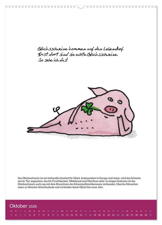 Produktbild: Schweinekalender - Alles was du &uuml;ber Schweine wissen wolltest! (hochwertiger Premium Wandkalender 2026 DIN A2 hoch), Kunstdruck in Hochglanz