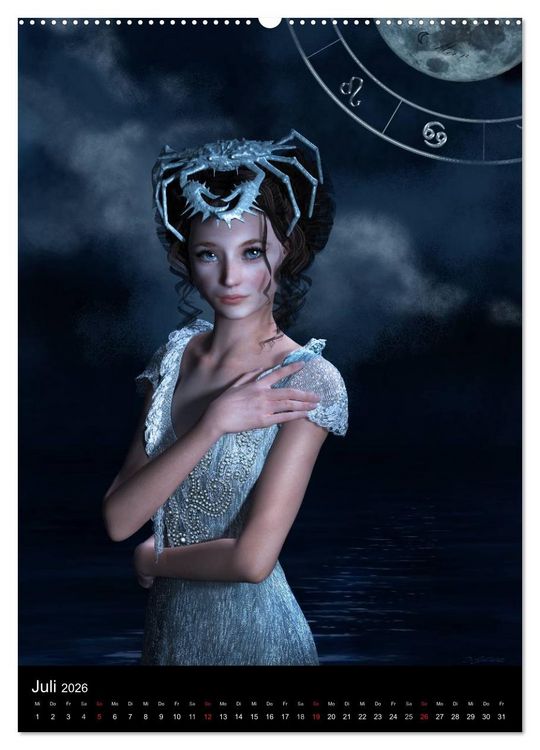 Produktbild: Unter Sternen geboren - Fantasy Tierkreis im Zeichen der Frau (Wandkalender 2026 DIN A2 hoch), CALVENDO Monatskalender