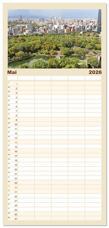 Produktbild: Familienplaner 2026 - Japan - Impressionen aus dem Land der aufgehenden Sonne mit 5 Spalten (Wandkalender, 21 x 45 cm) CALVENDO