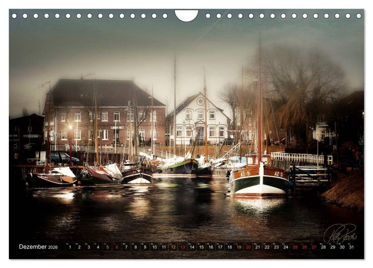 Produktbild: Ostfriesland - die alten H&auml;fen, Vintage-Style (Wandkalender 2026 DIN A4 quer), CALVENDO Monatskalender