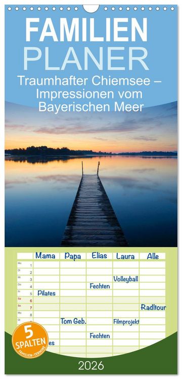 Produktbild: Familienplaner 2026 - Traumhafter Chiemsee &ndash; Impressionen vom Bayerischen Meer mit 5 Spalten (Wandkalender, 21 x 45 cm) CALVENDO