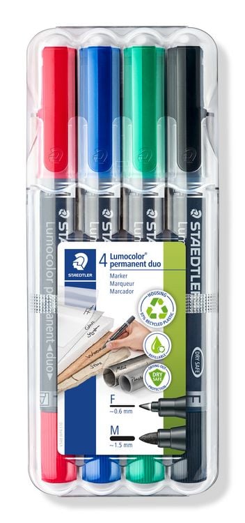Produktbild: STAEDTLER Zweispitz-Marker Lumocolor 348 permanent, Rundspitze, 4er Set