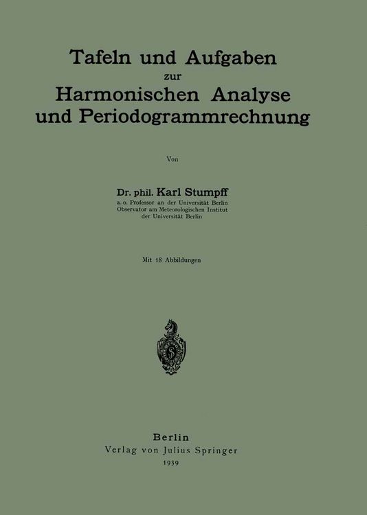 Produktbild: Tafeln und Aufgaben zur Harmonischen Analyse und Periodogrammrechnung