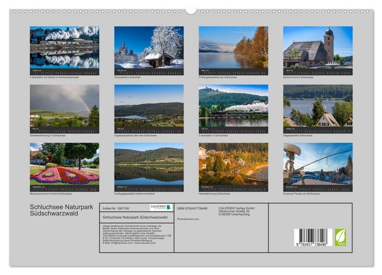 Produktbild: Schluchsee Naturpark S&uuml;dschwarzwald (hochwertiger Premium Wandkalender 2026 DIN A2 quer), Kunstdruck in Hochglanz