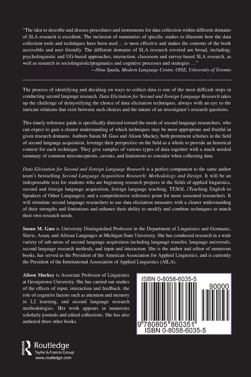 Produktbild: Data Elicitation for Second and Foreign Language Research