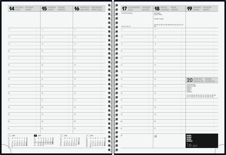 Produktbild: BRUNNEN 1078101907 Buchkalender Premium Mod. 781 2027 A4, Kunststoff, schwarz