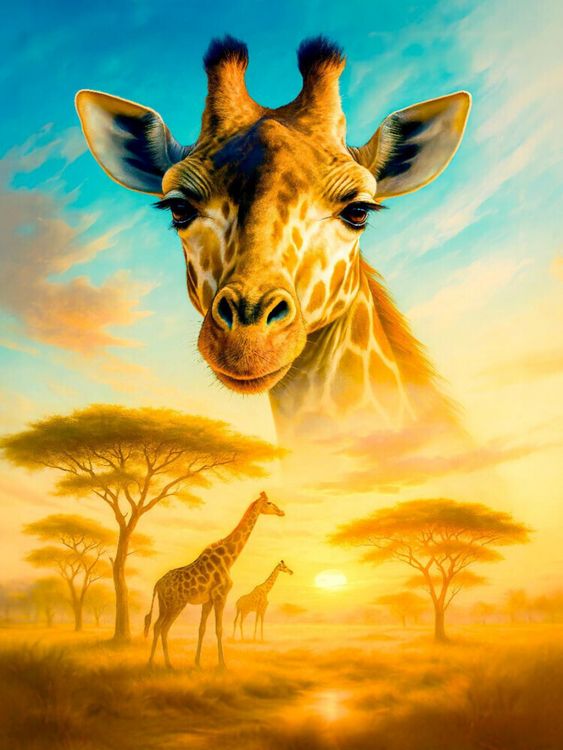 Produktbild: CALVENDO Puzzle Hoher Blick - Giraffe zwischen Licht und Baum | 1000 Teile Lege-Gr&ouml;&szlig;e 64x48cm Foto-Puzzle f&uuml;r gl&uuml;ckliche Stunden