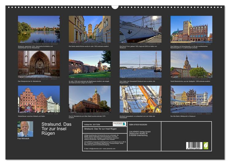Produktbild: Stralsund. Das Tor zur Insel R&uuml;gen (Wandkalender 2026 DIN A2 quer), CALVENDO Monatskalender