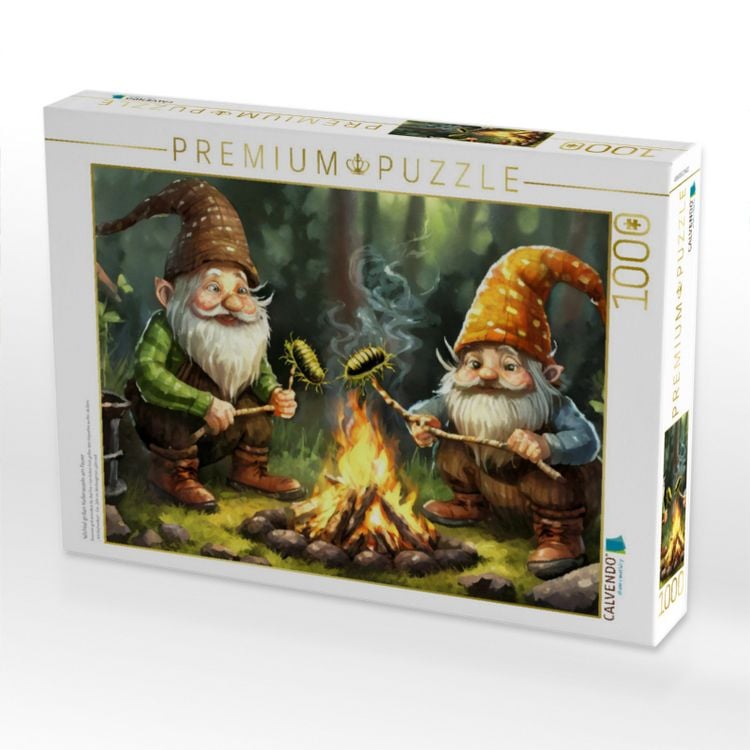 Produktbild: CALVENDO Puzzle Wichtel grillen Kellerasseln am Feuer | 1000 Teile Lege-Gr&ouml;&szlig;e 64x48cm Foto-Puzzle f&uuml;r gl&uuml;ckliche Stunden
