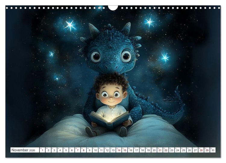 Produktbild: Dinozauber &ndash; Wenn Urzeitbewohner zu Freunden werden (Wandkalender 2026 DIN A3 quer), CALVENDO Monatskalender