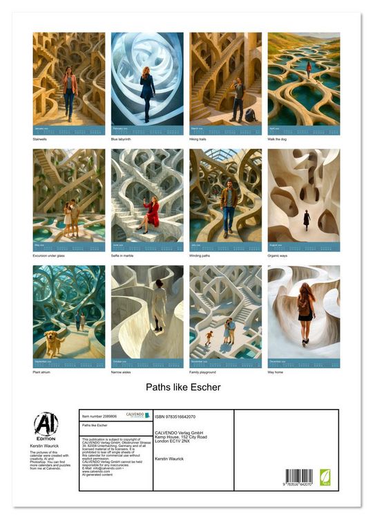 Produktbild: Paths like Escher (Wall Calendar 2026 DIN A2 portrait), CALVENDO 12 Month Wall Calendar