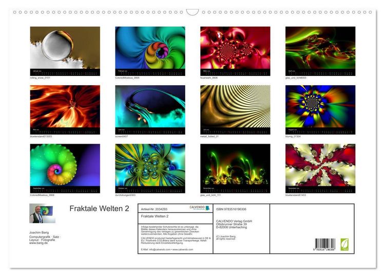 Produktbild: Fraktale Welten 2 (Wandkalender 2026 DIN A2 quer), CALVENDO Monatskalender