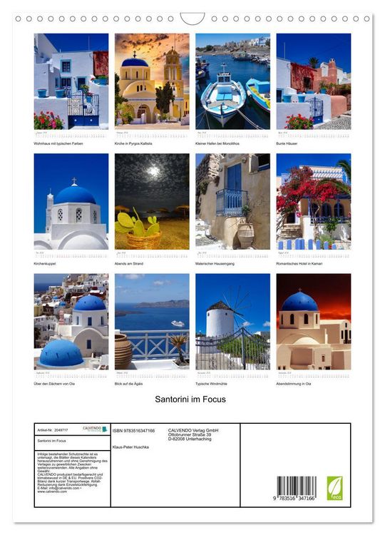 Produktbild: Santorini im Focus (Wandkalender 2026 DIN A3 hoch), CALVENDO Monatskalender