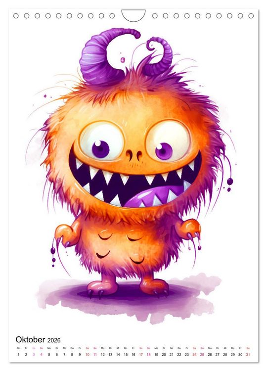 Produktbild: Lustige Monster - Eine bezaubernde Sammlung s&uuml;sser Ungeheuer (Wandkalender 2026 DIN A4 hoch), CALVENDO Monatskalender