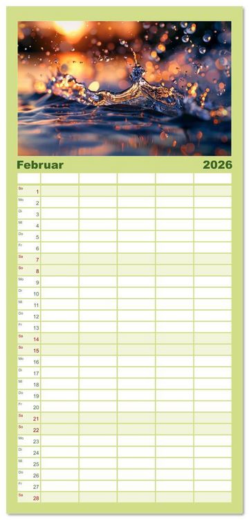 Produktbild: Familienplaner 2026 - Quelle des Lebens - Wasser und Landschaft mit 5 Spalten (Wandkalender, 21 x 45 cm) CALVENDO