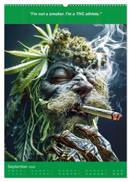 Produktbild: The funniest cannabis pictures and slogans (Wall Calendar 2026 DIN A2 portrait), CALVENDO 12 Month Wall Calendar