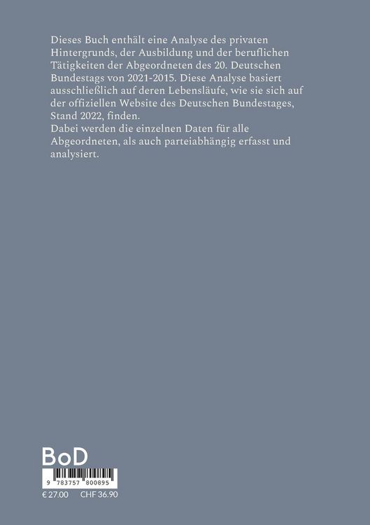 Produktbild: Die Abgeordneten des 20. Deutschen Bundestags