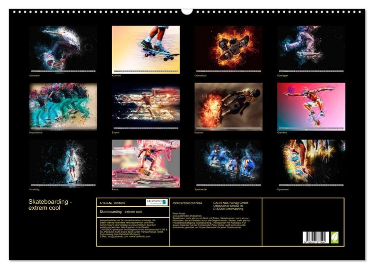 Produktbild: Skateboarding - extrem cool (Wandkalender 2026 DIN A2 quer), CALVENDO Monatskalender
