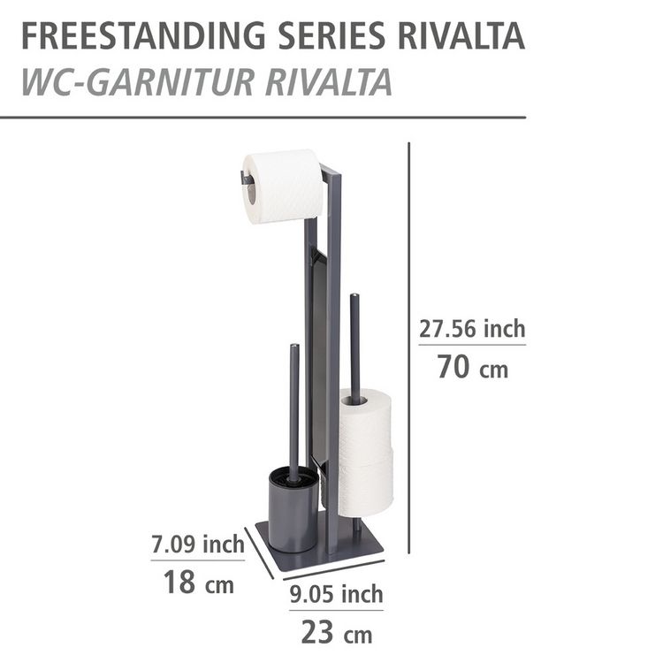 Produktbild: Stand WC-Garnitur Mod. Rivalta Grau, Platte aus Sicherheitsglas