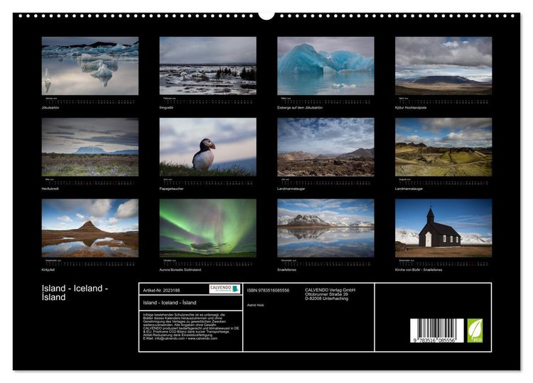Produktbild: Island - Iceland - &Iacute;sland (hochwertiger Premium Wandkalender 2026 DIN A2 quer), Kunstdruck in Hochglanz
