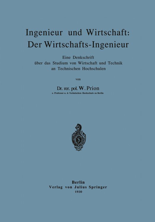 Produktbild: Ingenieur und Wirtschaft: Der Wirtschafts-Ingenieur