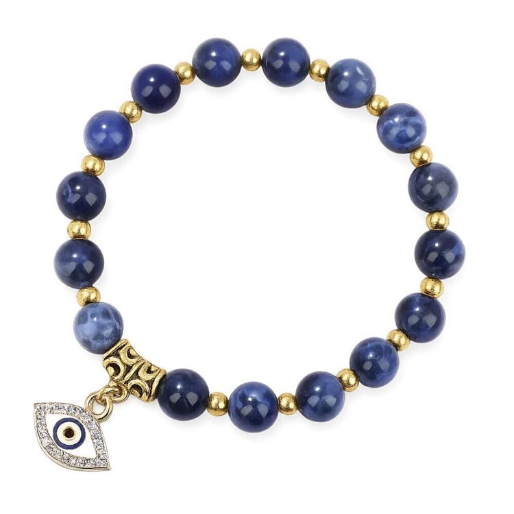 Produktbild: Armband "Evil Eye", mit Sodalit- und Resinperlen, &Oslash;6-12cm (18-34cm), elastisch