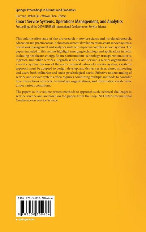 Produktbild: Smart Service Systems, Operations Management, and Analytics