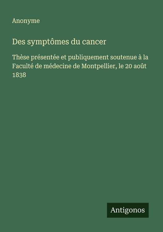 Produktbild: Des sympt&ocirc;mes du cancer
