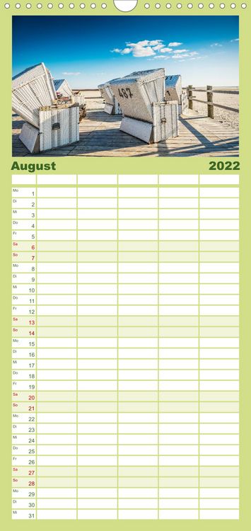 Produktbild: Nordsee Tr&auml;umereien - Familienplaner hoch (Wandkalender 2022 , 21 cm x 45 cm, hoch)