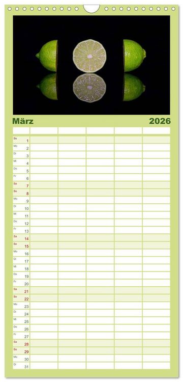 Produktbild: Familienplaner 2026 - Fr&uuml;chte dreigeteilt mit 5 Spalten (Wandkalender, 21 x 45 cm) CALVENDO