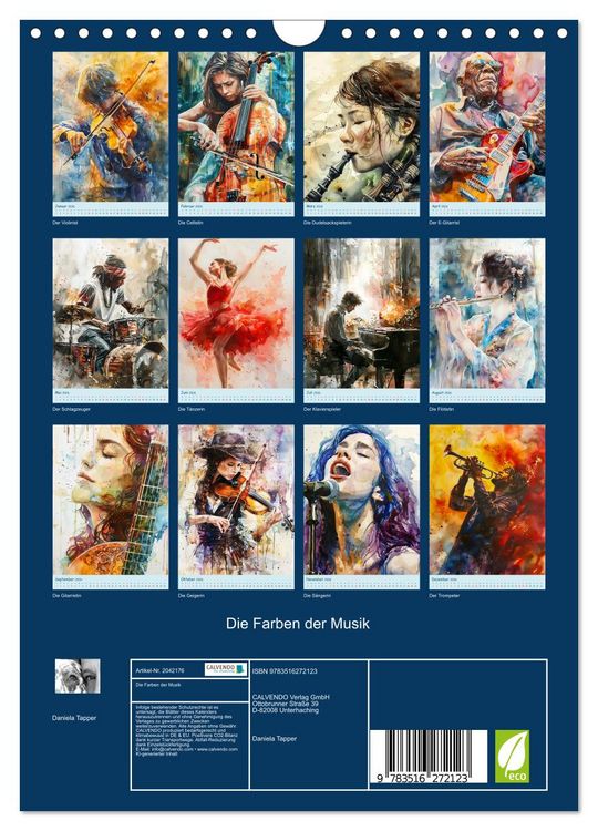 Produktbild: Die Farben der Musik (Wandkalender 2026 DIN A4 hoch), CALVENDO Monatskalender