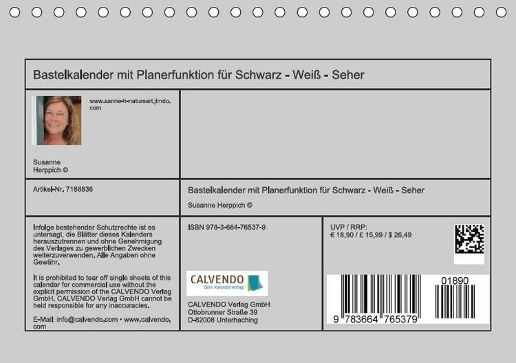 Produktbild: Bastelkalender mit Planerfunktion / F&uuml;r Schwarz - Wei&szlig; - Seher (Tischkalender immerw&auml;hrend DIN A5 quer)