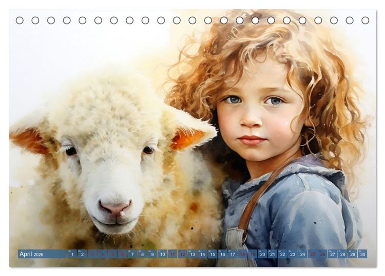 Produktbild: Kinder und Tiere (Tischkalender 2026 DIN A5 quer), CALVENDO Monatskalender