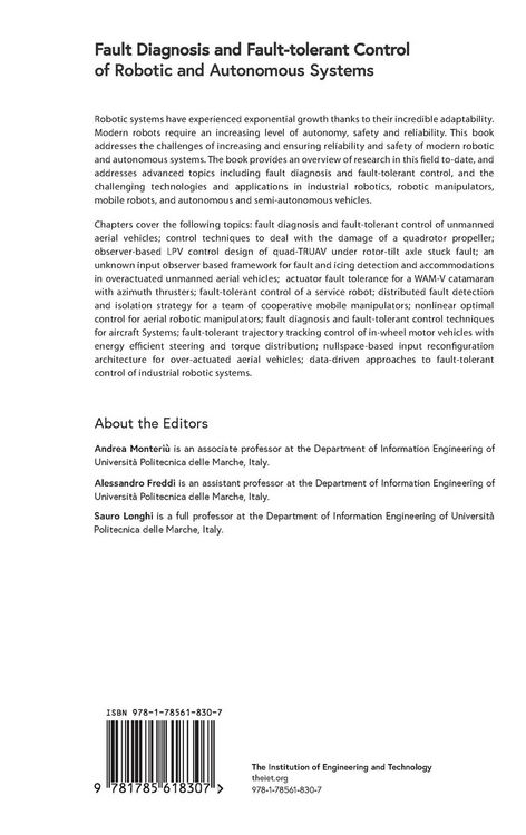 Produktbild: Fault Diagnosis and Fault-Tolerant Control of Robotic and Autonomous Systems