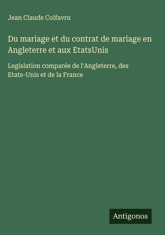 Produktbild: Du mariage et du contrat de mariage en Angleterre et aux EtatsUnis