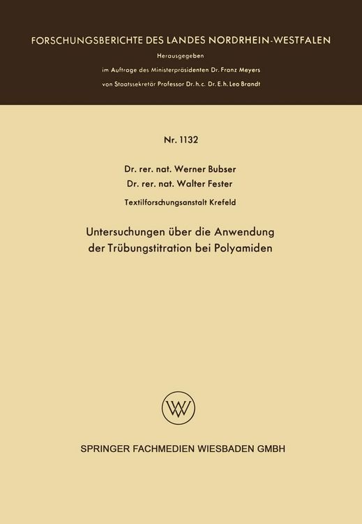 Produktbild: Untersuchungen &uuml;ber die Anwendung der Tr&uuml;bungstitration bei Polyamiden