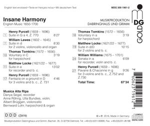 Produktbild: Insane Harmony-englische Musik 1650-1700