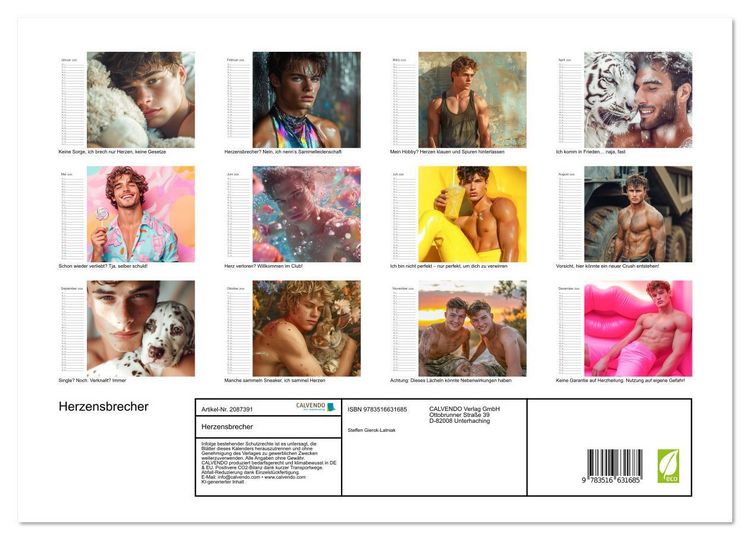 Produktbild: Herzensbrecher (hochwertiger Premium Wandkalender 2026 DIN A2 quer), Kunstdruck in Hochglanz