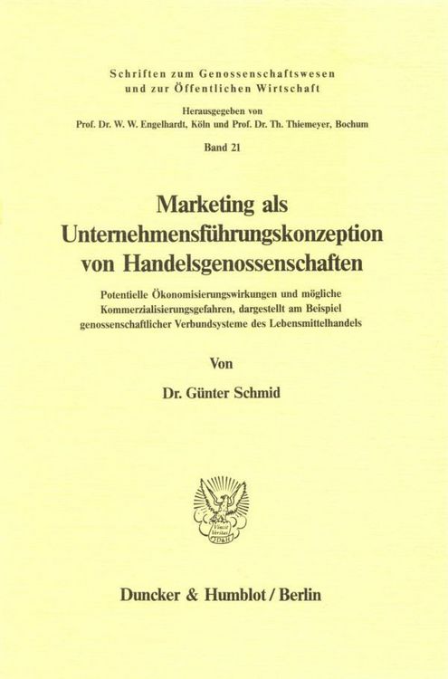 Produktbild: Marketing als Unternehmensf&uuml;hrungskonzeption von Handelsgenossenschaften.