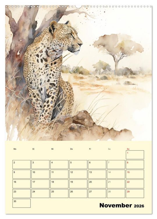 Produktbild: Sch&ouml;ne Aquarelle. Darstellungen von Afrikas Wildtieren (Wandkalender 2026 DIN A2 hoch), CALVENDO Monatskalender